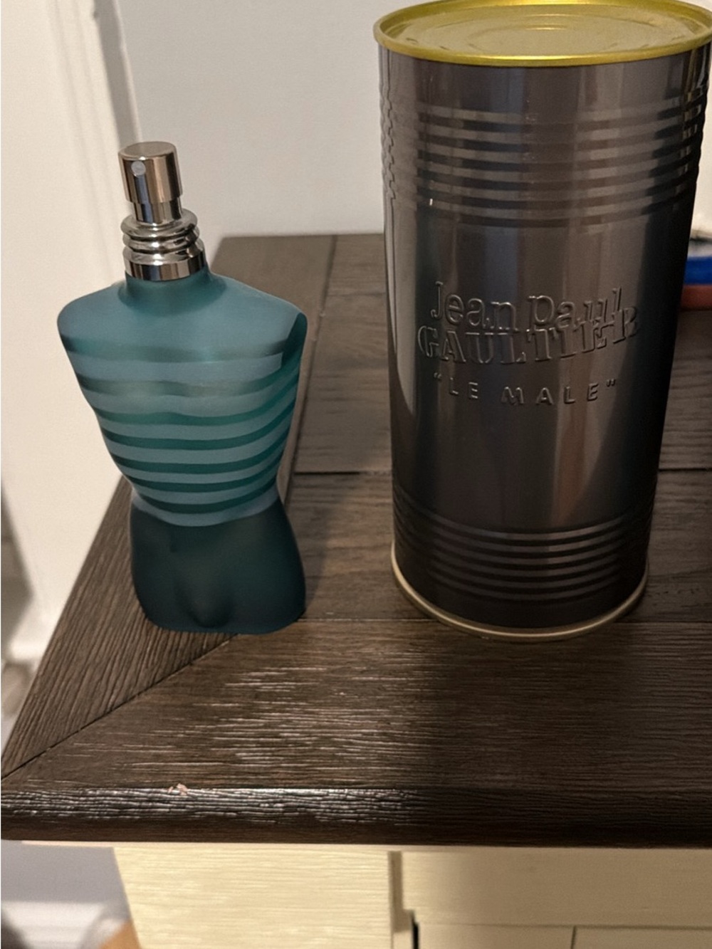 Jean Paul Gaultier le male frosted teal blue striped torso accent 4.2fl oz